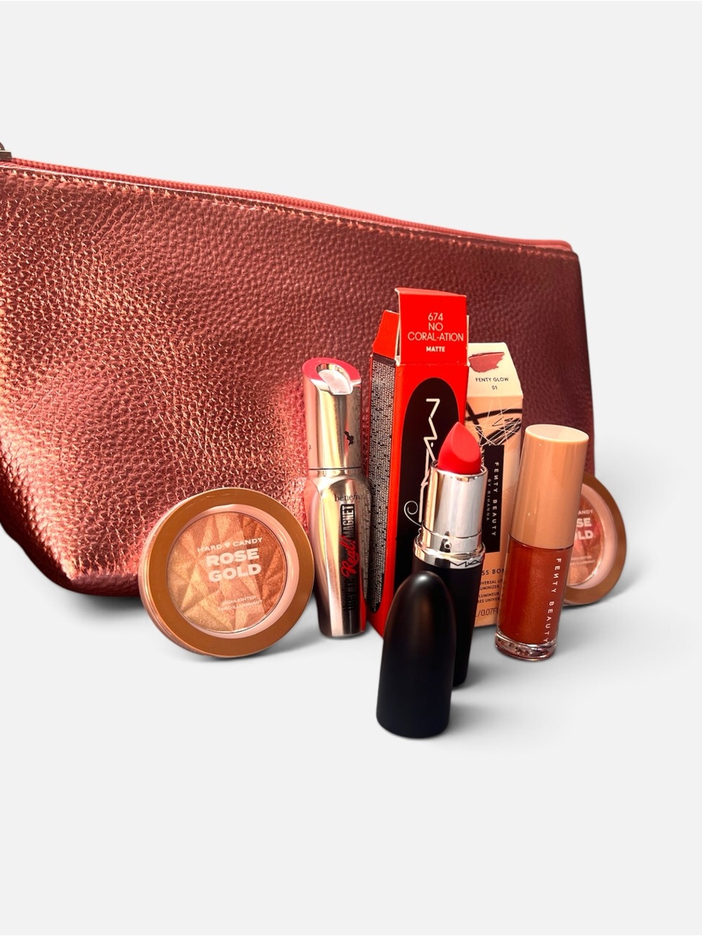 MAC Fenty Benefit Hard Candy Makeup Bundle + Rose Gold Cosmetic Bag - Picture 2 of 2